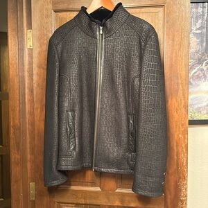 Men's Black Crocodile Pattern Jacket